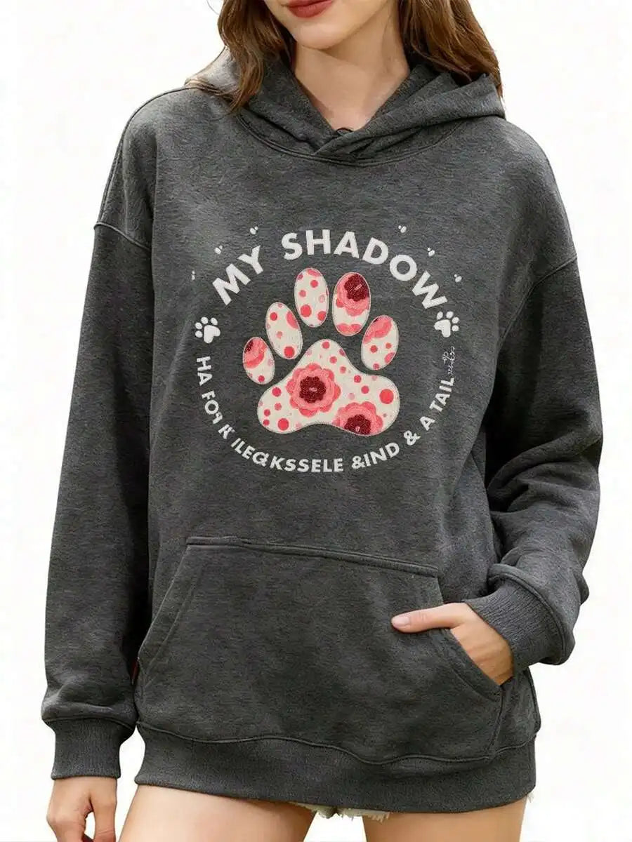 Oversized Graphic Stylized Paw Print Hoodie