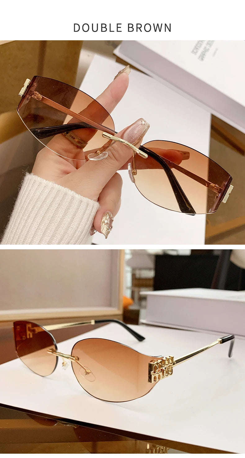 Women's Oversized Rimless Oval Sunglasses