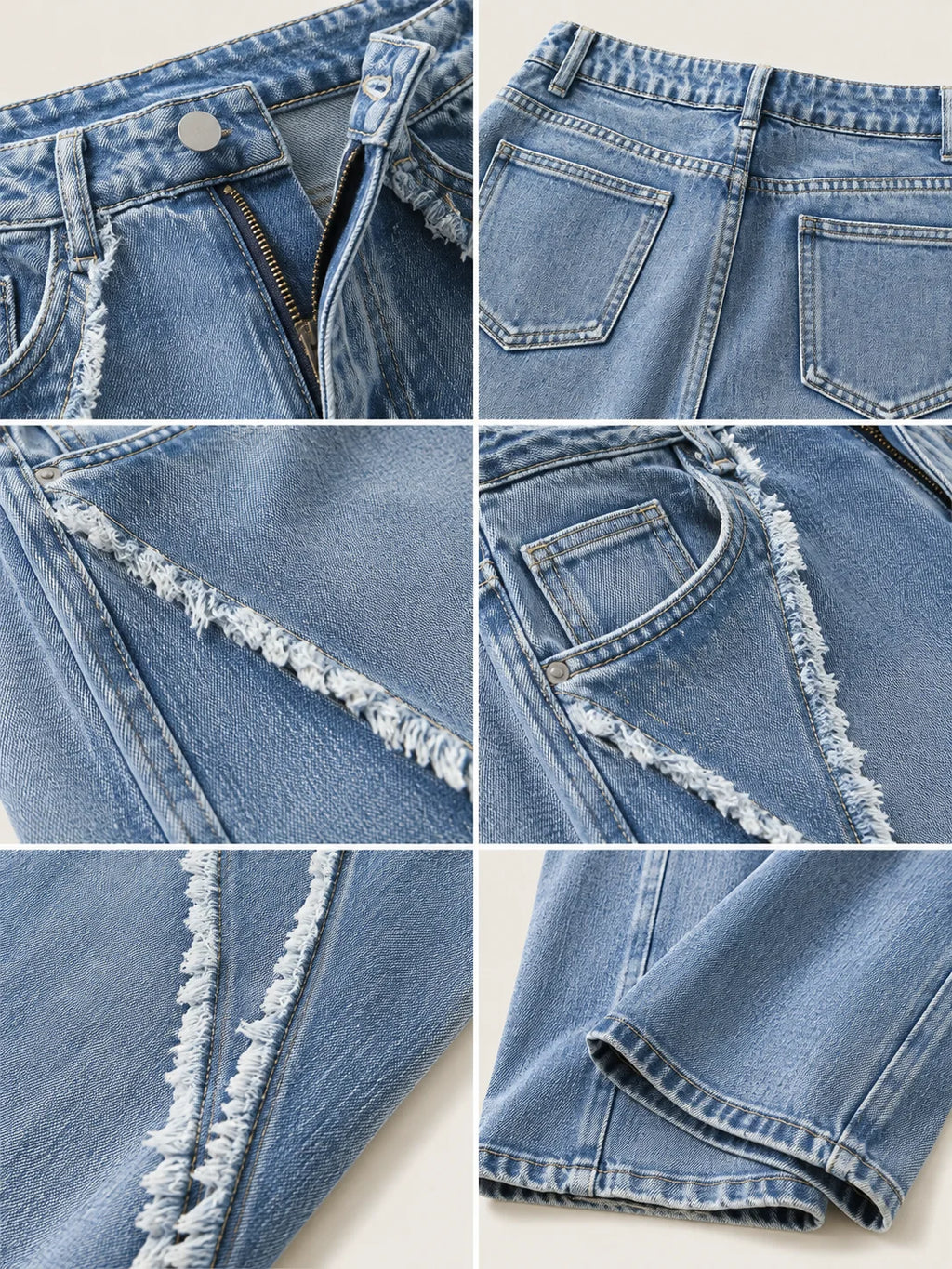 Frayed Raw Edge Wide Leg Jeans