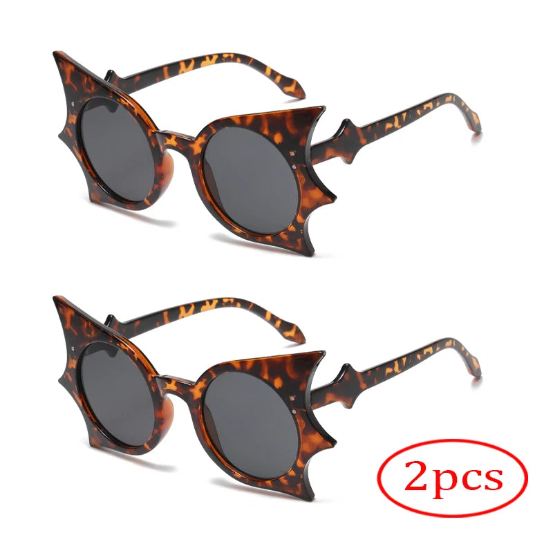 2pcs Bat Shaped Sunglasses