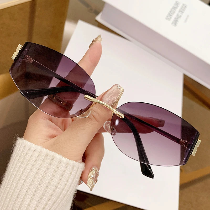 Women's Oversized Rimless Oval Sunglasses