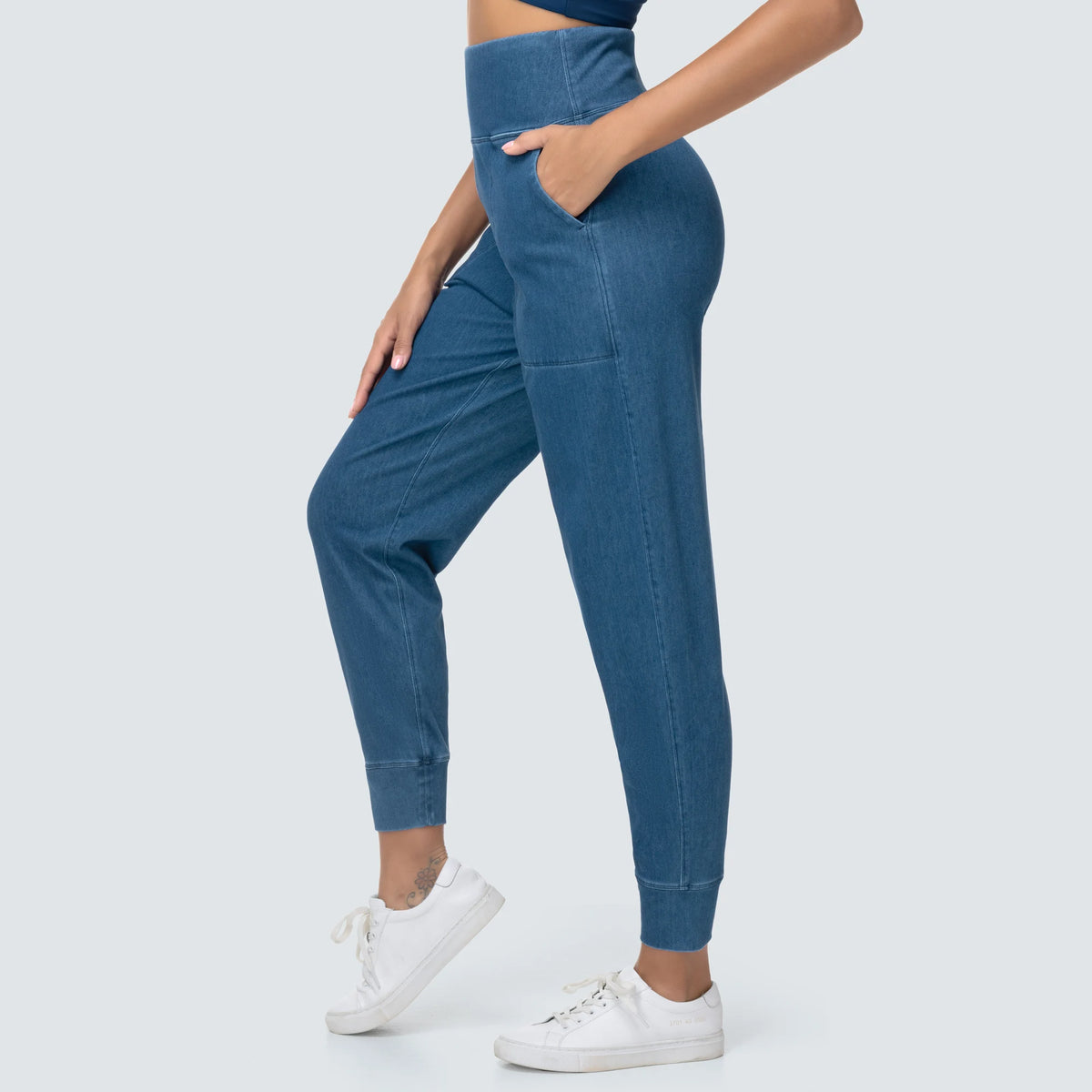 Women High Waisted Denim Joggers Pants