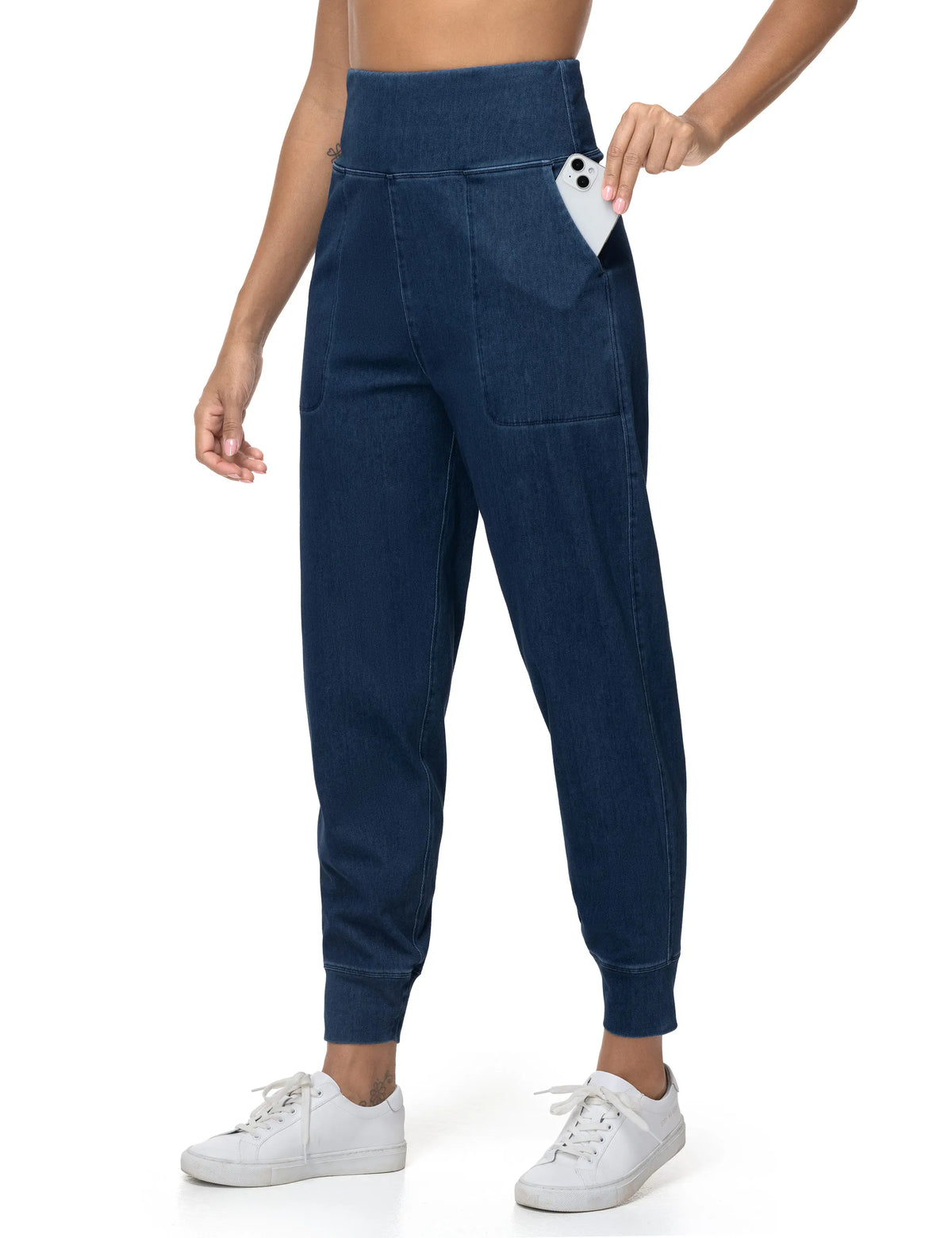 Women High Waisted Denim Joggers Pants