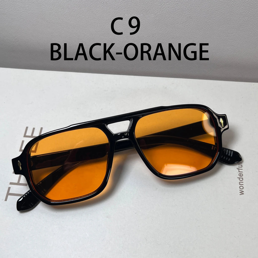 Vintage Double Bridges Men Square Sunglasses