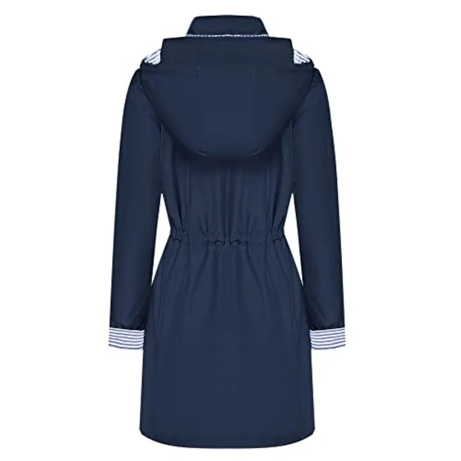 Women Waterproof Lightweight Hooded Trench Coat