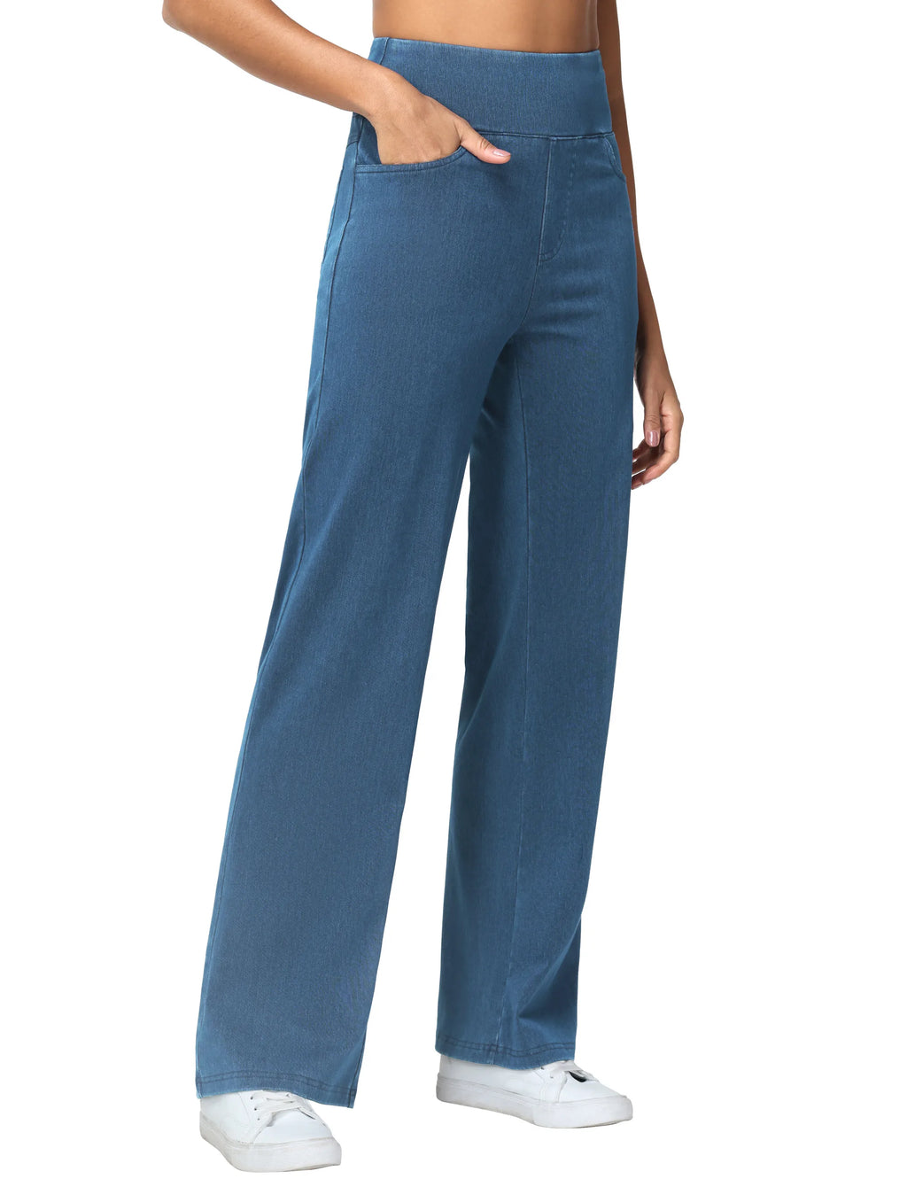 High Waisted Pull on Stretchy Baggy Pants