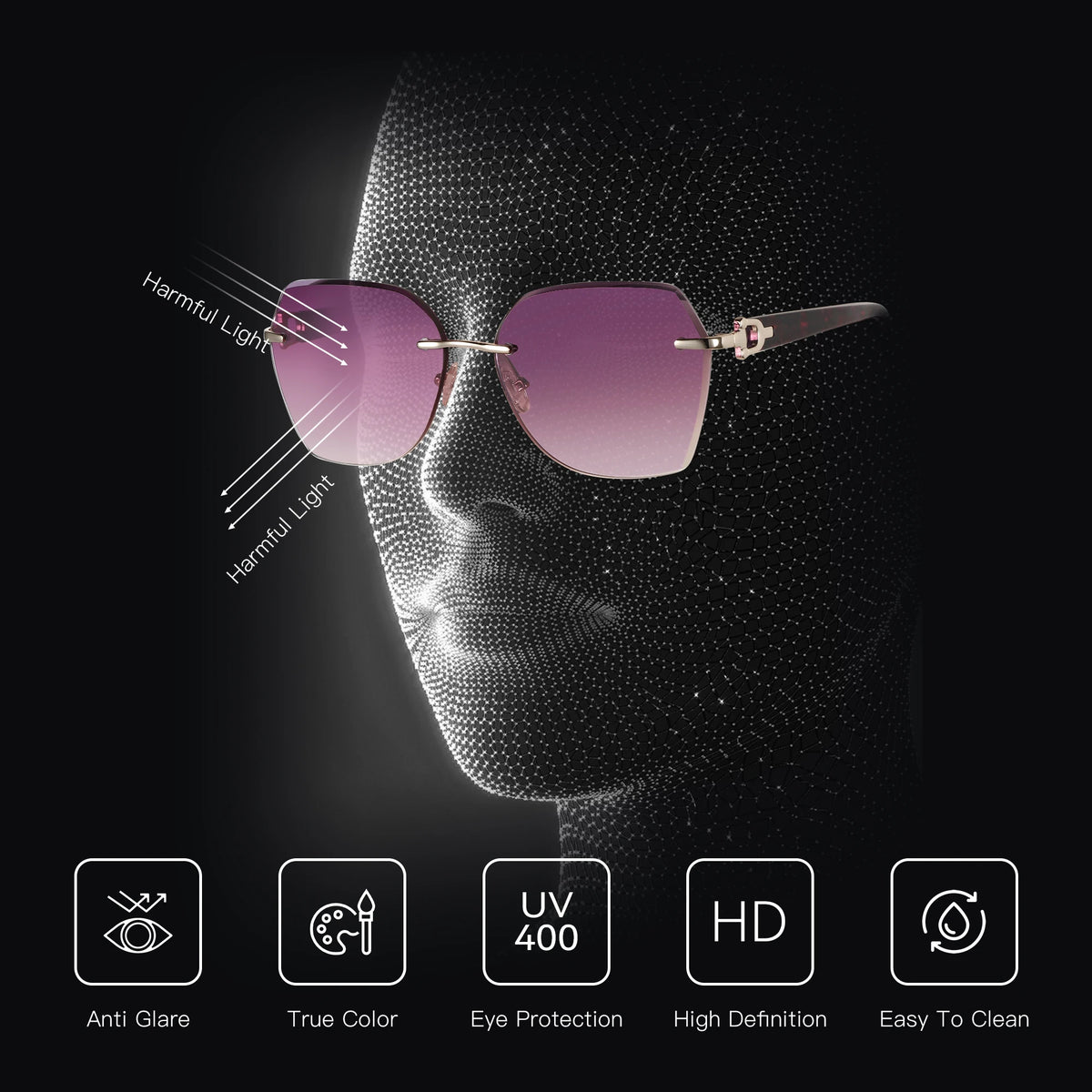 Geometric Diamond Cutting Gradient Sunglasses