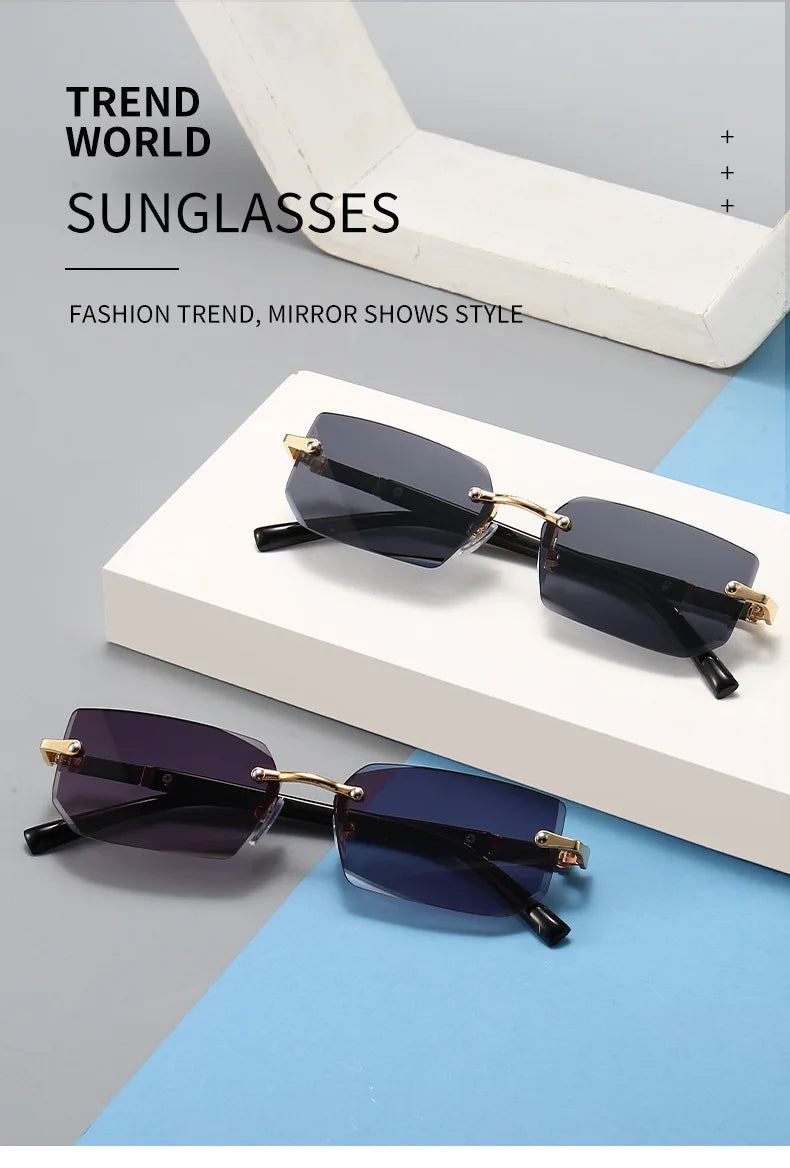 Rimless Rectangle Popular Sunglasses