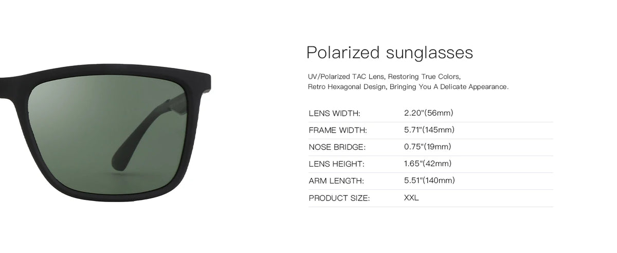 Rectangle Ultralight Carbon Fiber Frame Polarized Sunglasses