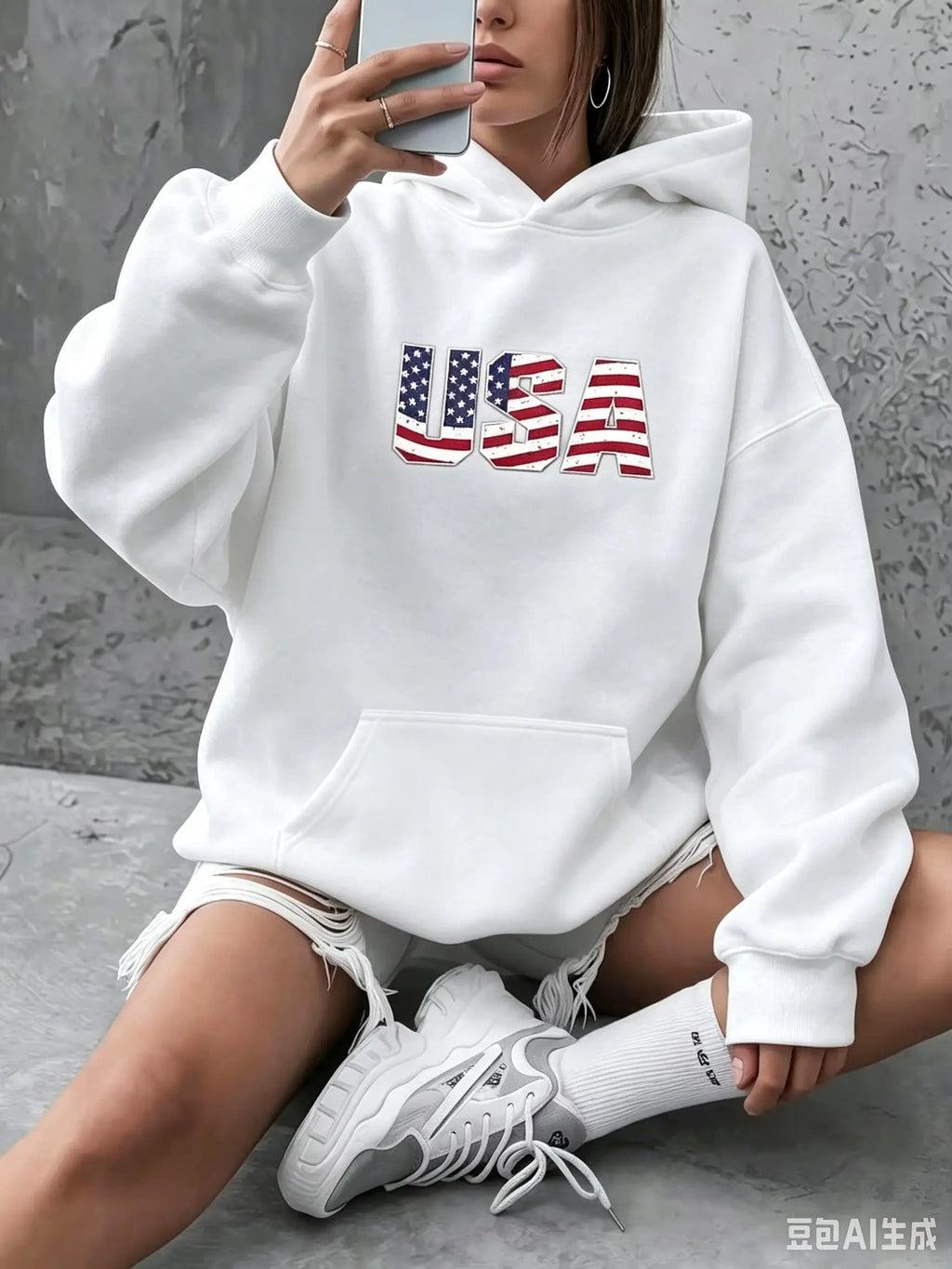 American Flag Patriotic Pullover Hoodie