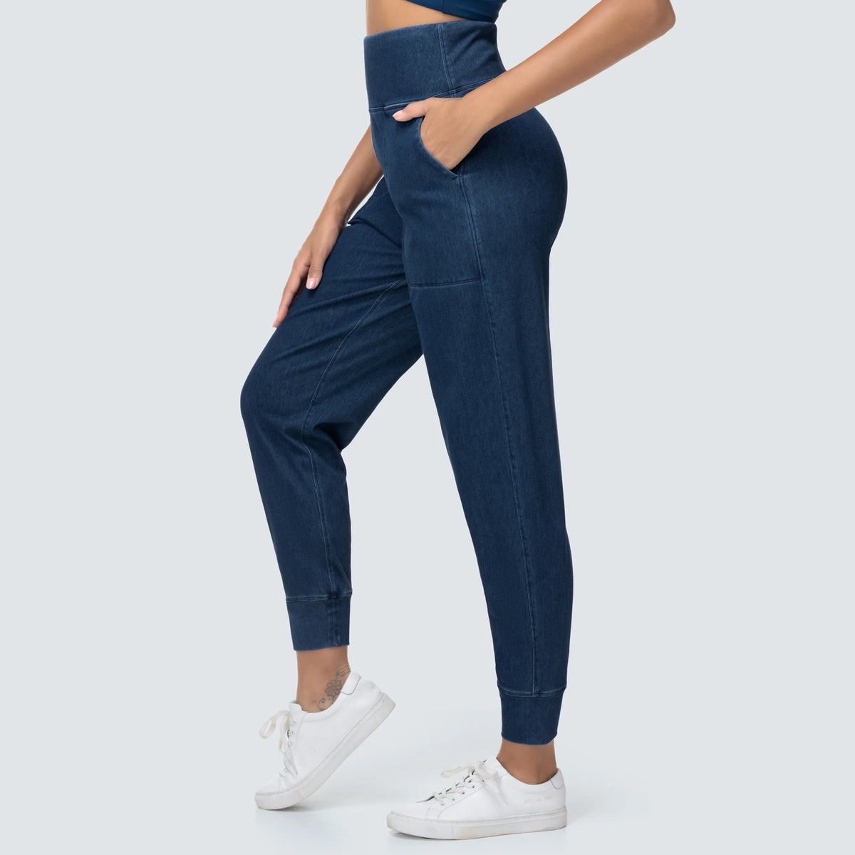 Women High Waisted Denim Joggers Pants