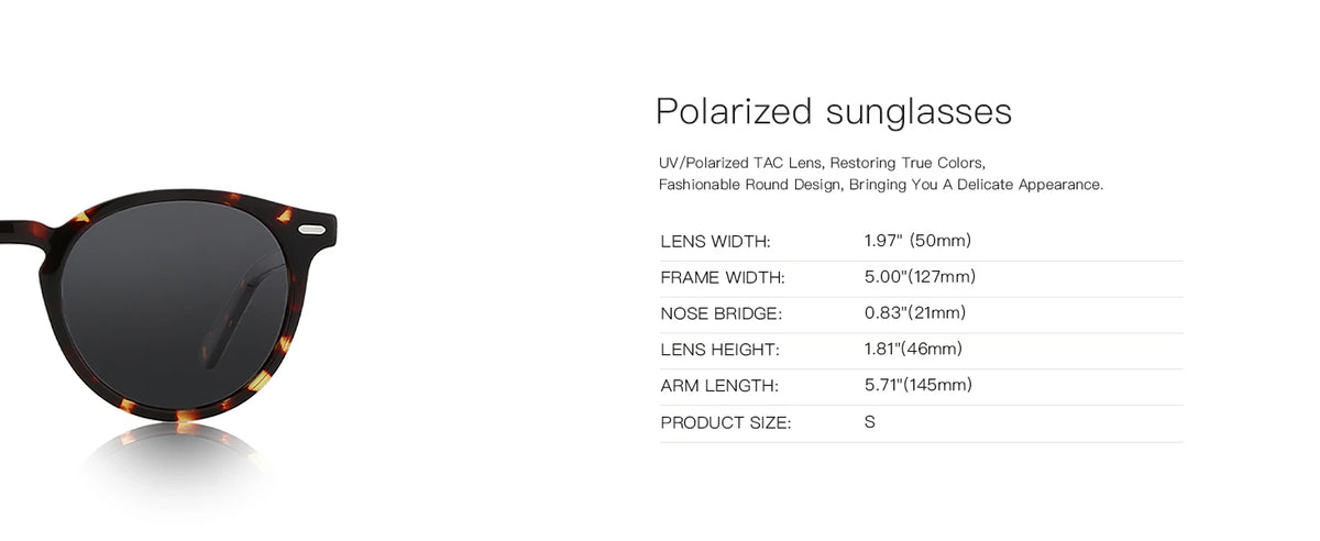 Women Round Polarized Retro Small Sunglasses