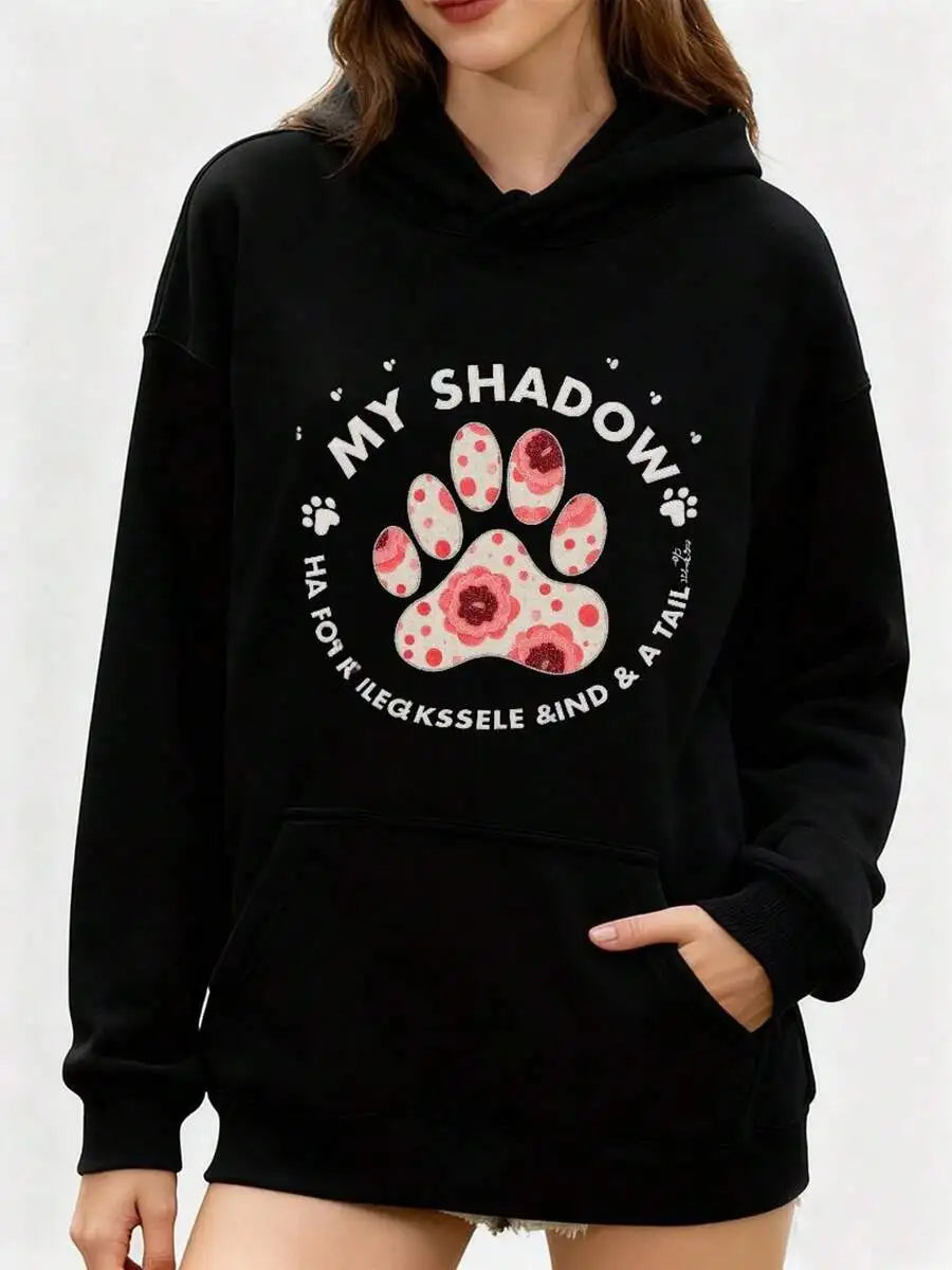 Oversized Graphic Stylized Paw Print Hoodie