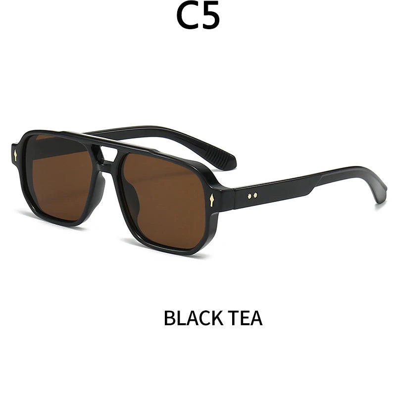 Vintage Double Bridges Men Square Sunglasses