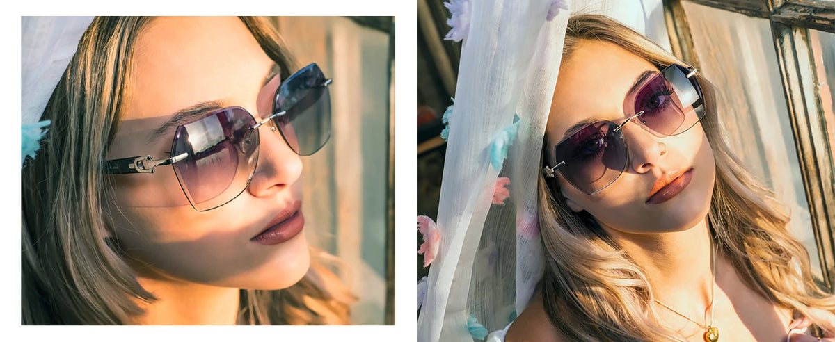 Geometric Diamond Cutting Gradient Sunglasses