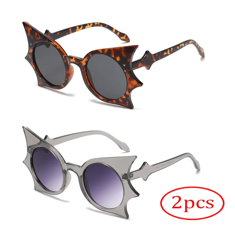 2pcs Bat Shaped Sunglasses