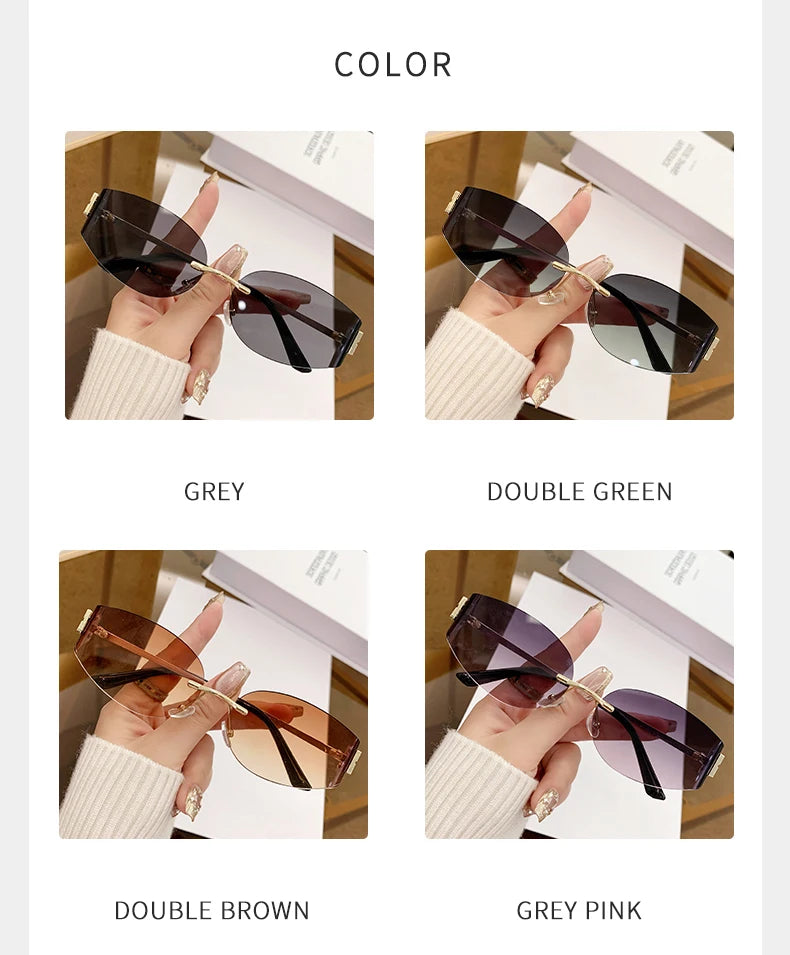 Women's Oversized Rimless Oval Sunglasses