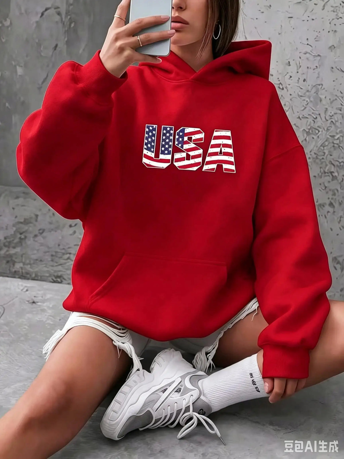 American Flag Patriotic Pullover Hoodie