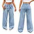 Frayed Raw Edge Wide Leg Jeans