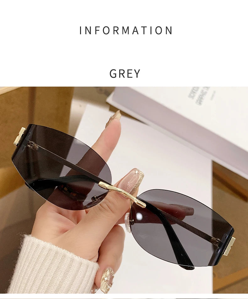 Women's Oversized Rimless Oval Sunglasses