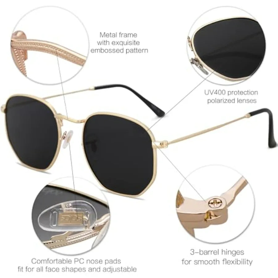 Hexagonal Polygon Shades Square Polarized Sunglasses