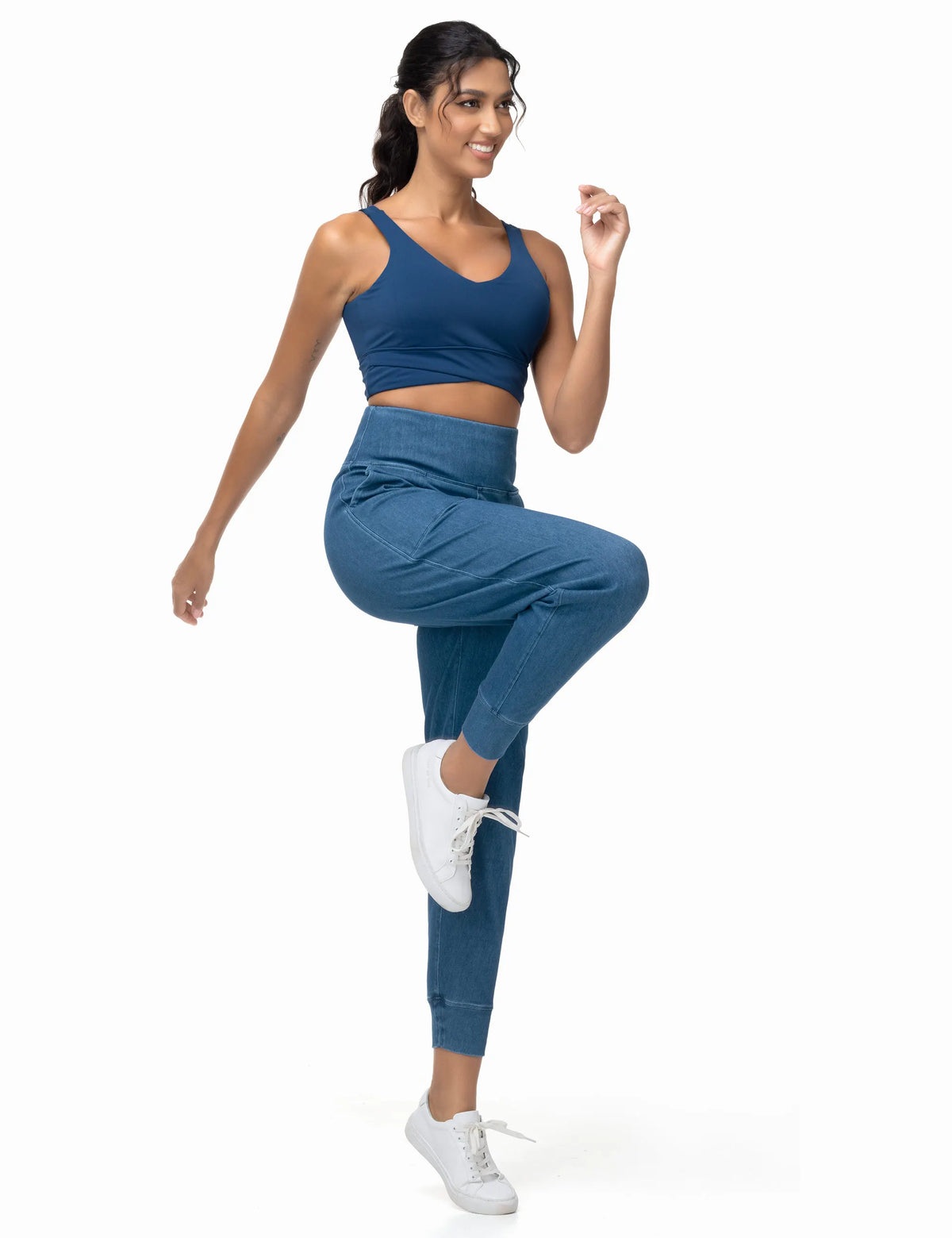 Women High Waisted Denim Joggers Pants