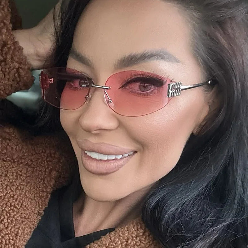 Women's Oversized Rimless Oval Sunglasses