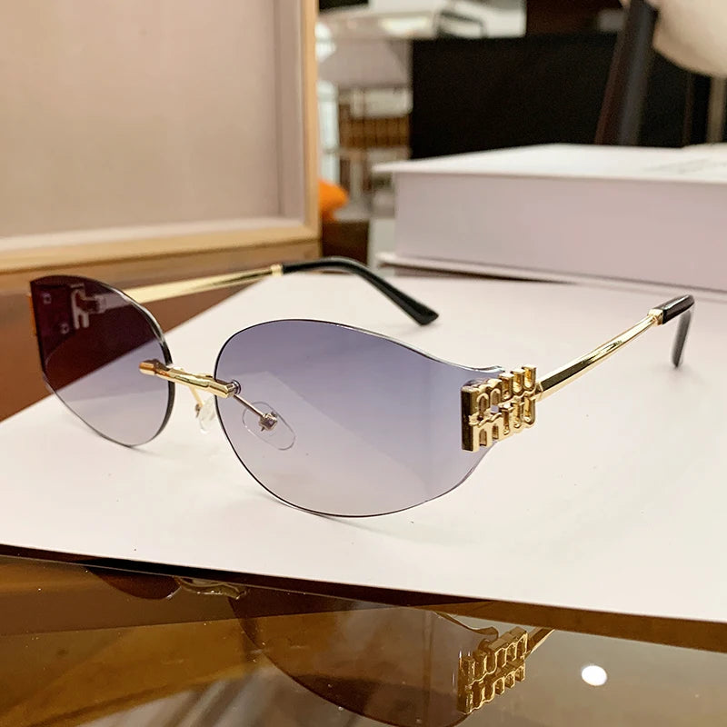 Women's Oversized Rimless Oval Sunglasses