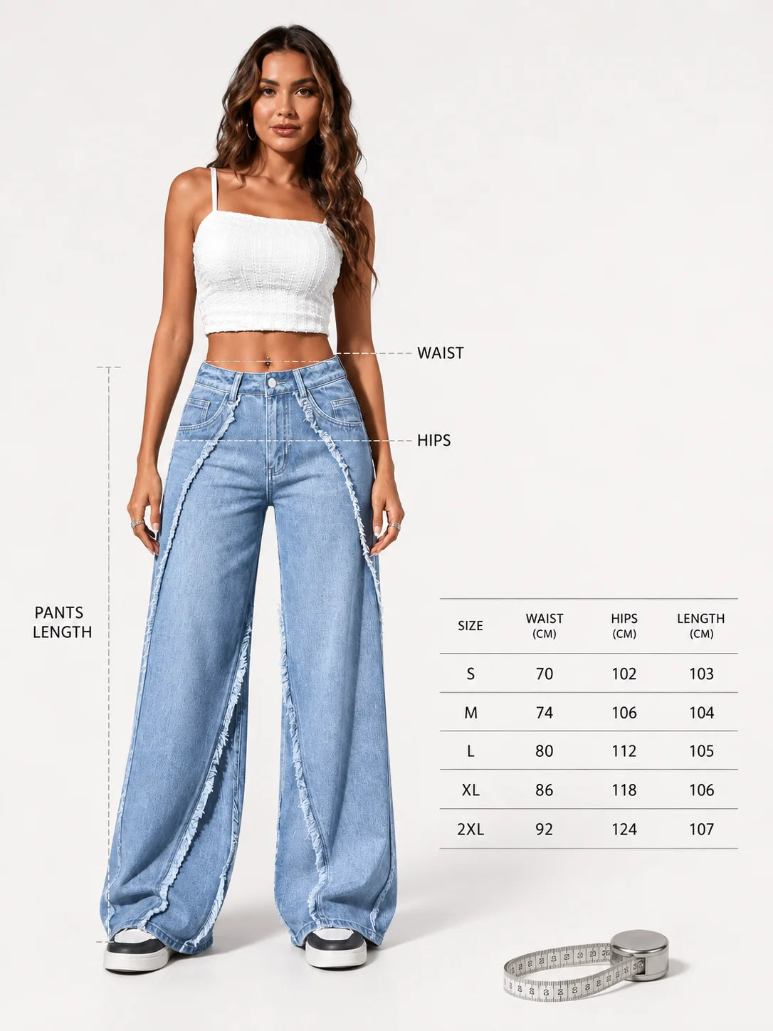 Frayed Raw Edge Wide Leg Jeans