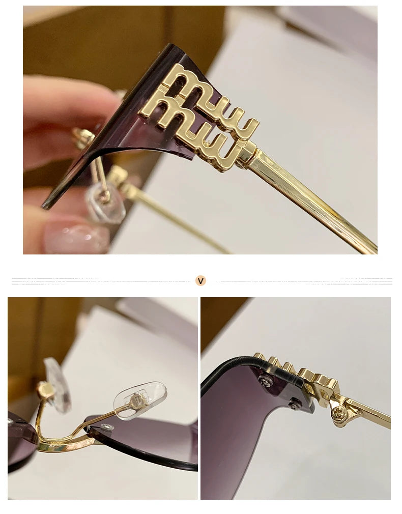Women's Oversized Rimless Oval Sunglasses