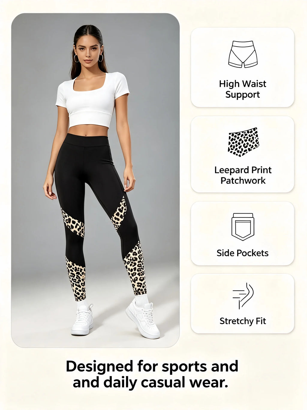 Women's High Waist Leopard Print Leggings