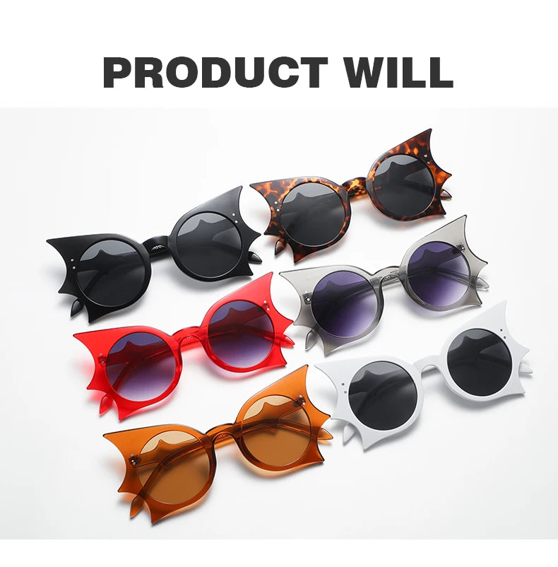 2pcs Bat Shaped Sunglasses