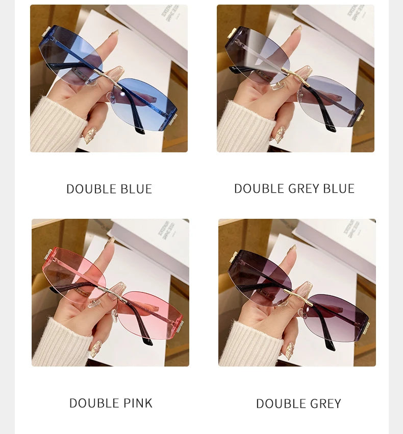 Women's Oversized Rimless Oval Sunglasses