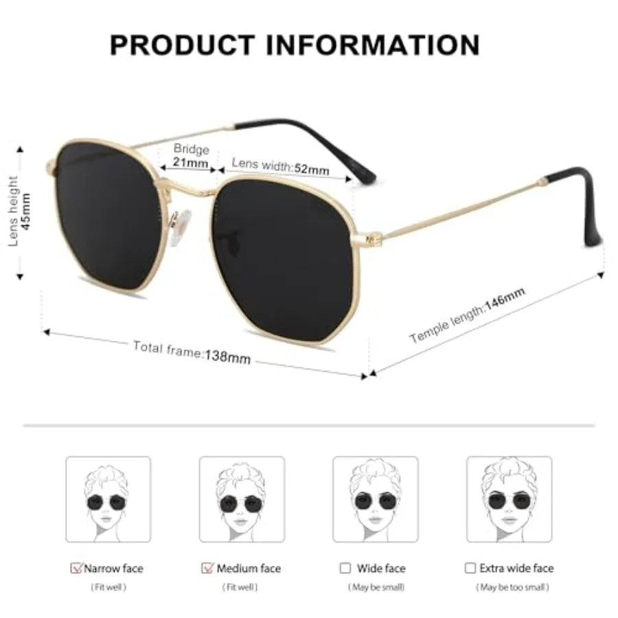 Hexagonal Polygon Shades Square Polarized Sunglasses