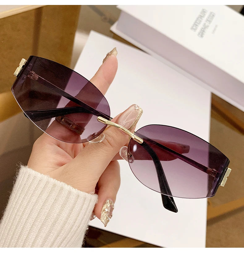 Women's Oversized Rimless Oval Sunglasses