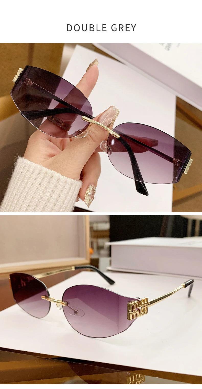 Women's Oversized Rimless Oval Sunglasses