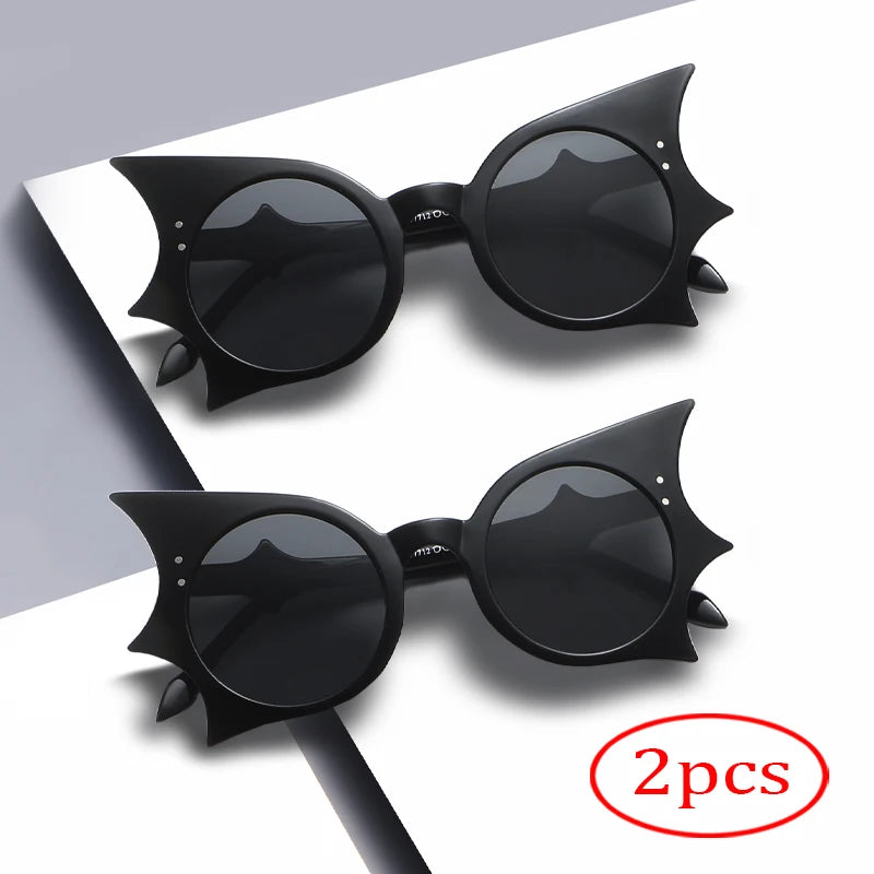 2pcs Bat Shaped Sunglasses