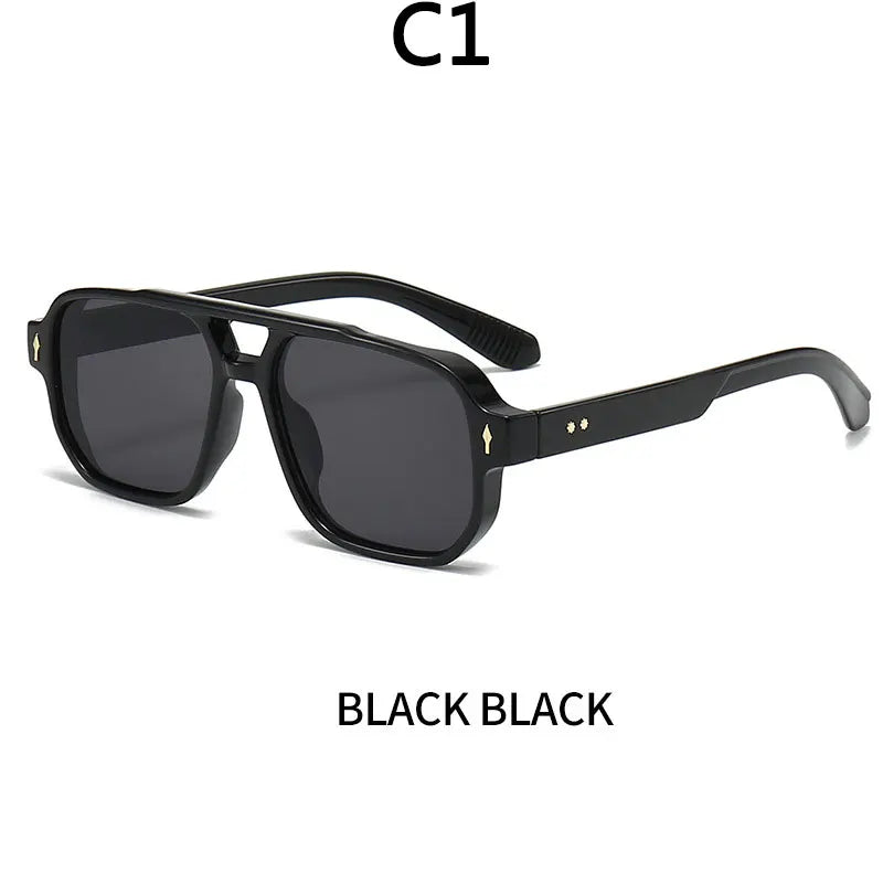 Vintage Double Bridges Men Square Sunglasses