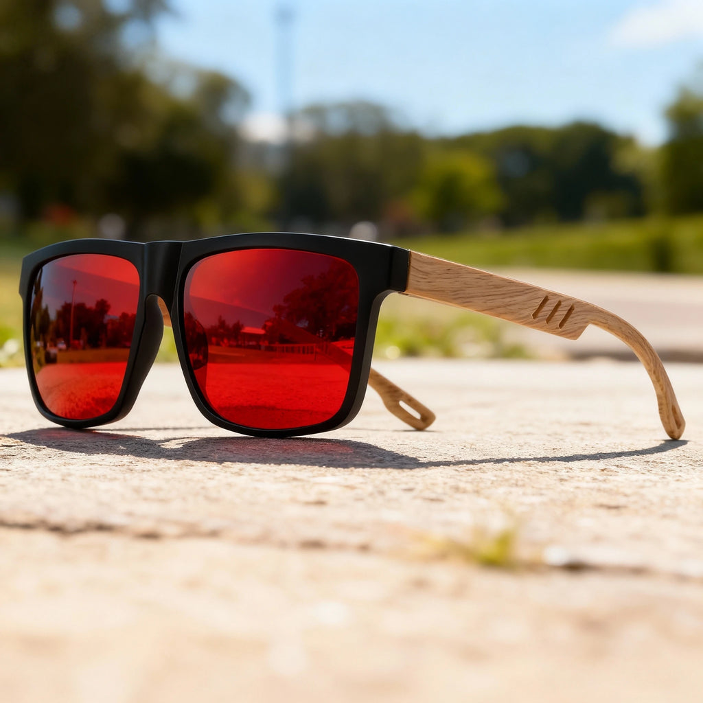 Wood Grain Spring Hinge Sunglasses
