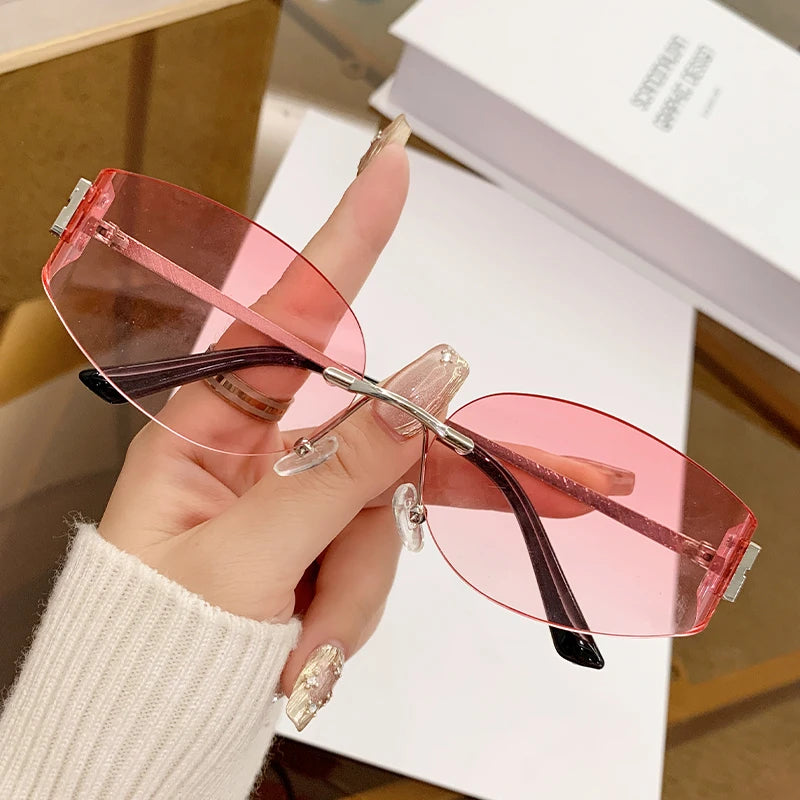 Women's Oversized Rimless Oval Sunglasses