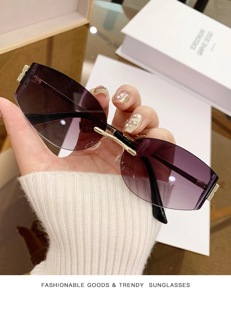 Women's Oversized Rimless Oval Sunglasses