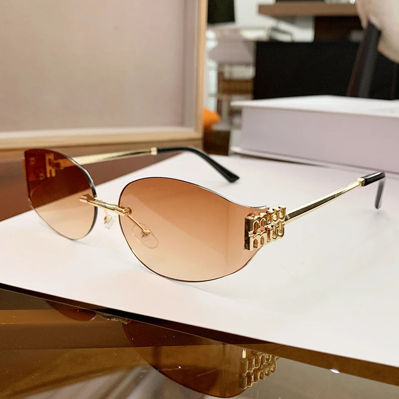 Women's Oversized Rimless Oval Sunglasses