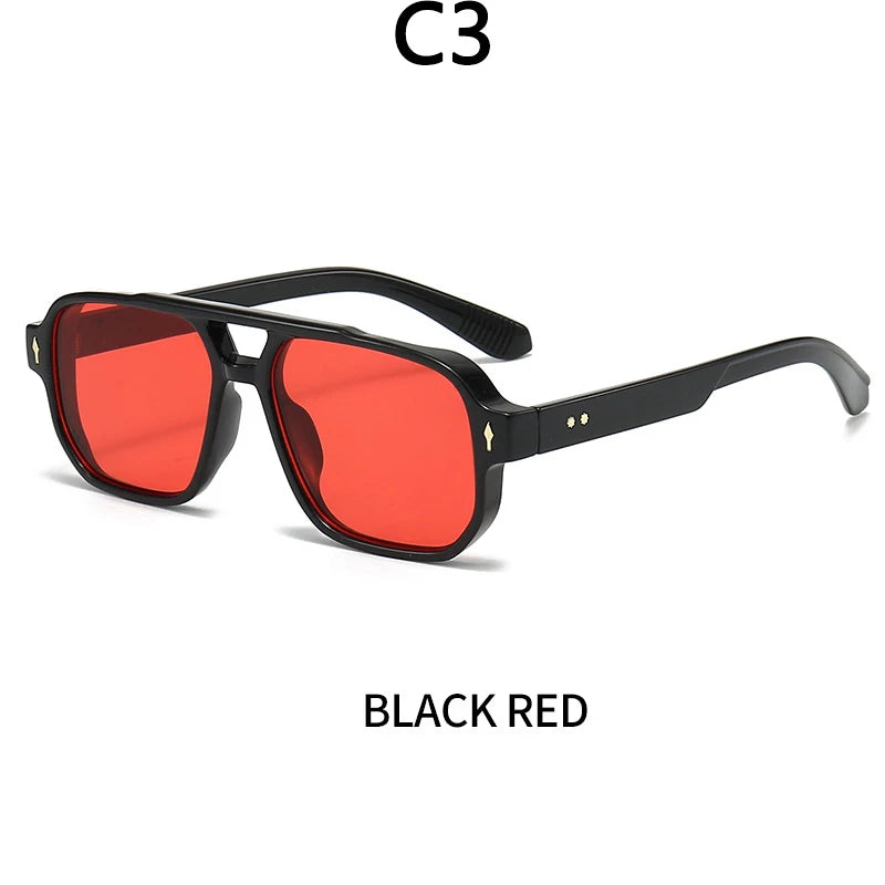 Vintage Double Bridges Men Square Sunglasses