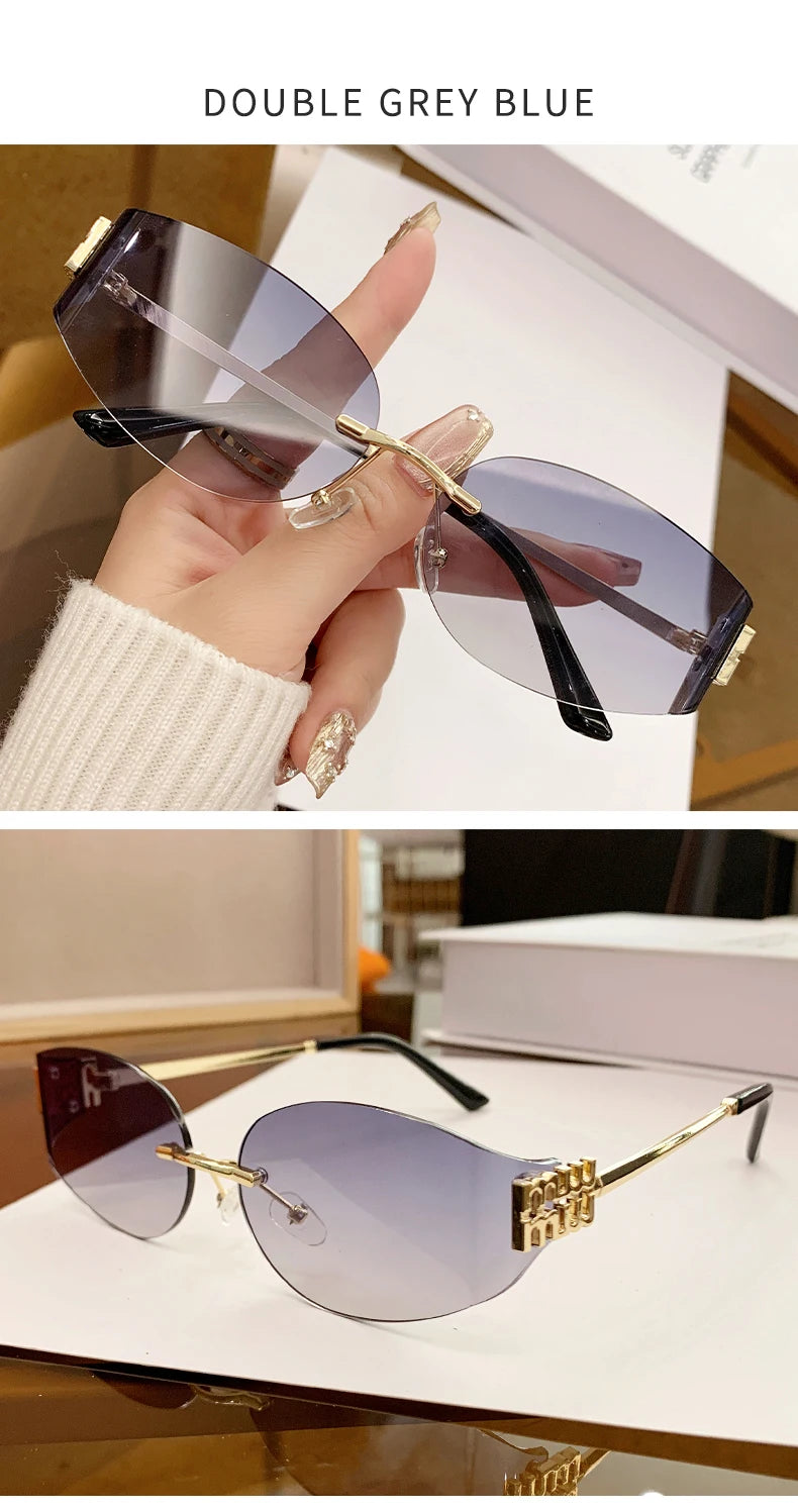 Women's Oversized Rimless Oval Sunglasses