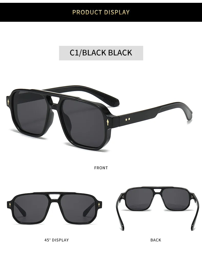 Vintage Double Bridges Men Square Sunglasses
