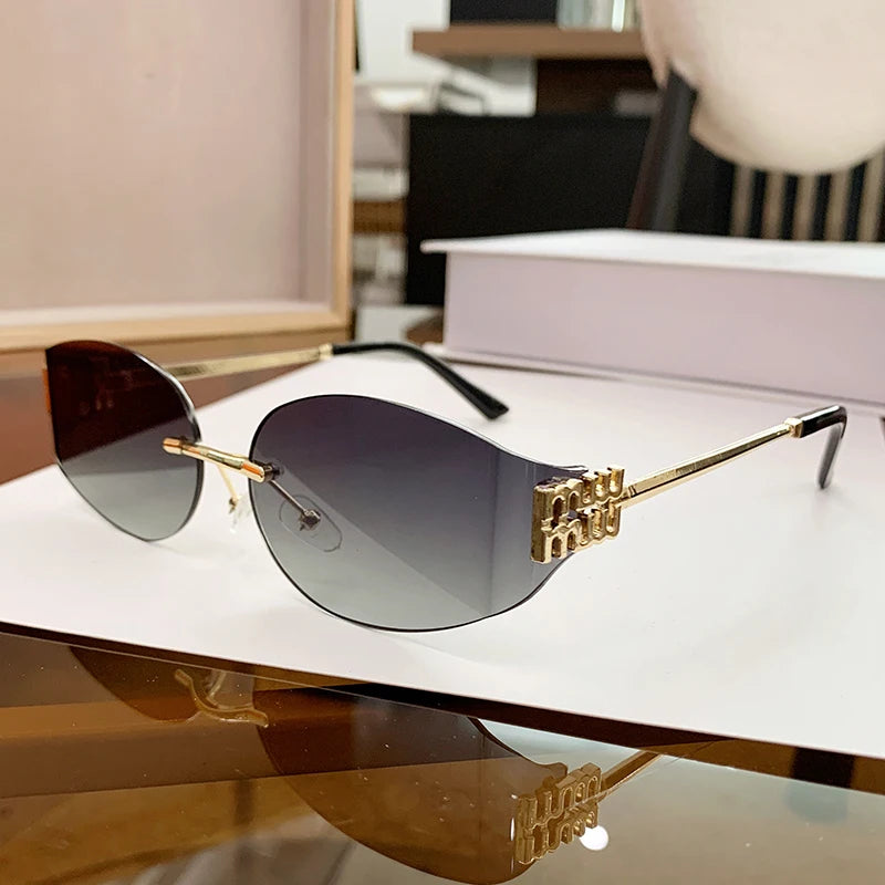 Women's Oversized Rimless Oval Sunglasses