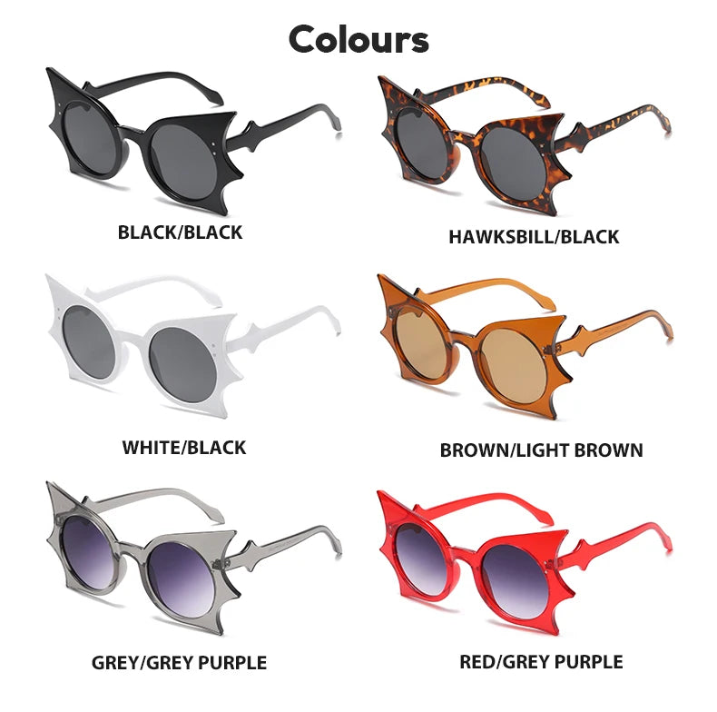 2pcs Bat Shaped Sunglasses