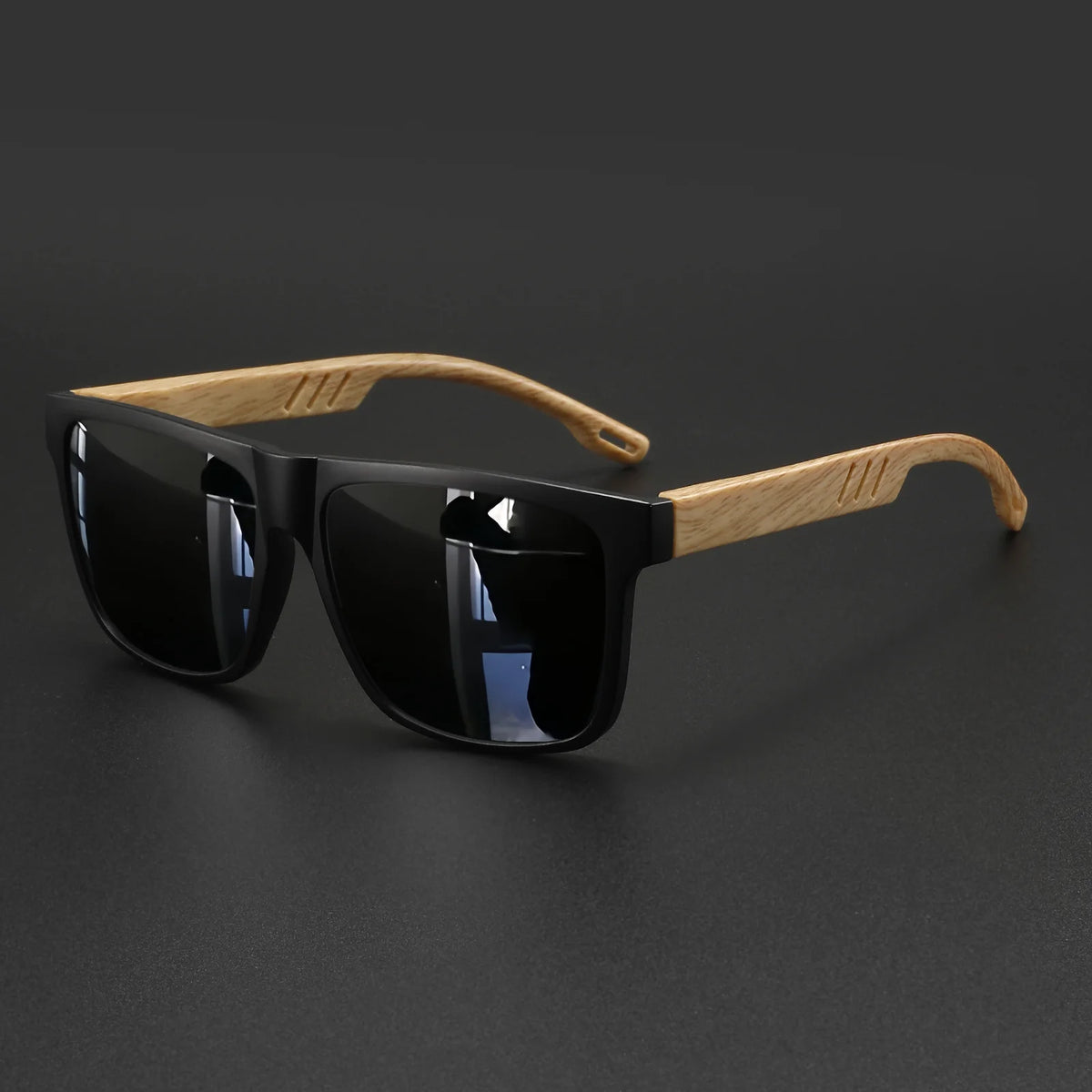 Wood Grain Spring Hinge Sunglasses