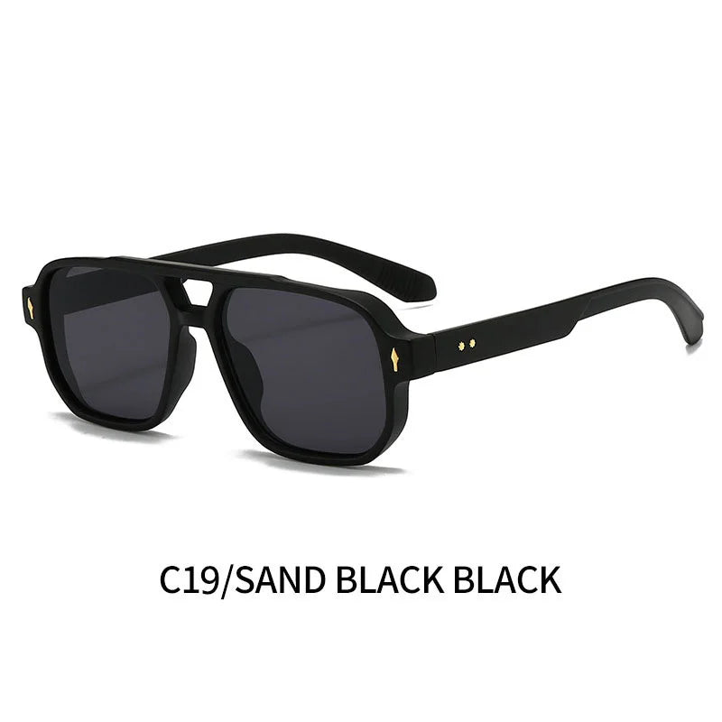 Vintage Double Bridges Men Square Sunglasses