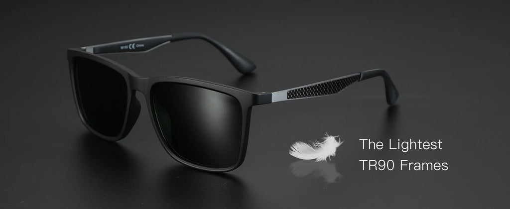 Rectangle Ultralight Carbon Fiber Frame Polarized Sunglasses